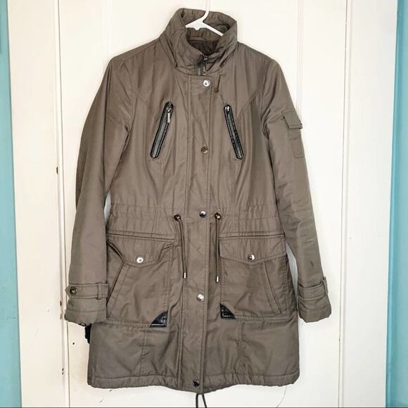 Laundry Shelli Segal Rain Parka Military Style Utility Jacket High Neck Small S - Picture 1 of 13